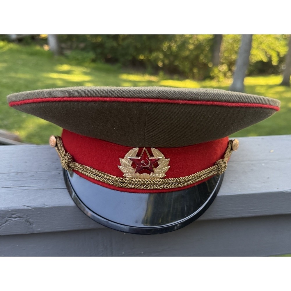 VTG Soviet USSR Military Parade Visor Cap Hat Size 58 Hammer & Sickle With‎ Tags
